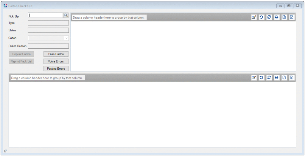 Carton checkout screen