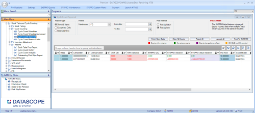 Cycle Count Approval Screen