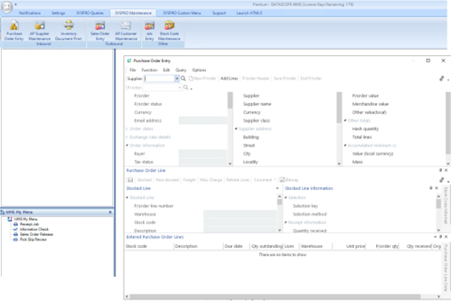 Syspro Maintenance screens