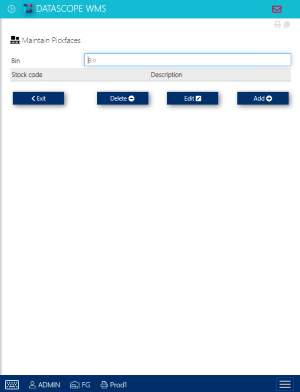 HTML Maintain Pickface screen