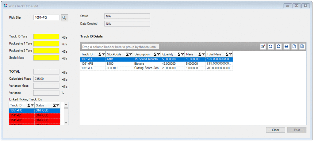 WIP Check out audit screen.